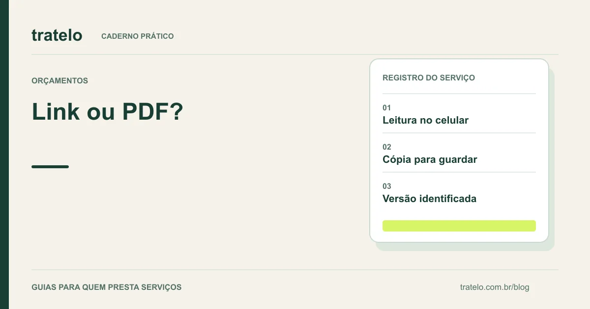Guia visual: Link ou PDF?. Leitura no celular; Cópia para guardar; Versão identificada.